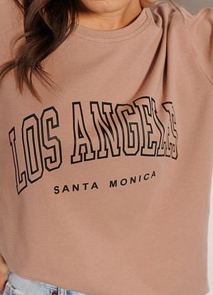 Женская однотонная футболка с надписью los angeles1 фото