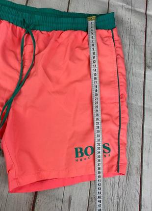 Пляжные мужские плавательные шорты кораллового цвета с карманами нейлоновые hugo boss8 фото