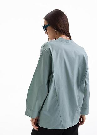 Женская рубашка с длинным рукавом oversize с разрезом спереди2 фото