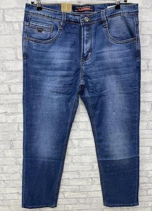 Мужские синие прямые классические джинсы в большом размере