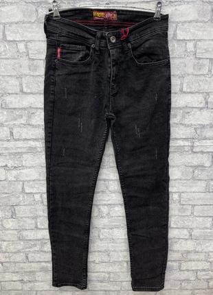 Мужские черные прямые джинсы средней посадки