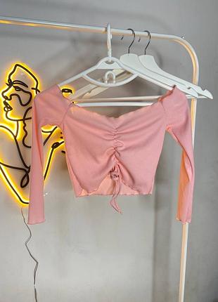 Топ розовый в рубчик zaful в м размере