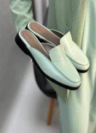 Мюли шлепанцы зеленые оливковые пастельные много цветов