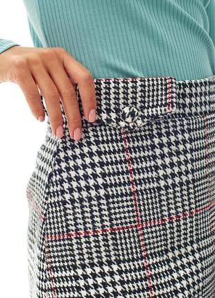 Женская короткая твидовая зимняя теплая юбка в гусиную лапку2 фото