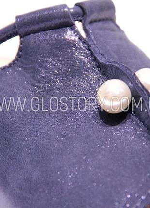 Женские синие кожаные шлепанцы шлепки на низком ходу5 фото