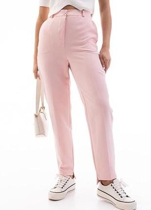 Женские классические розовые брюки с высокой посадкой2 фото