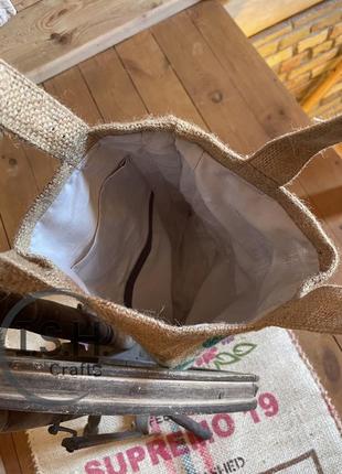 Эко - шоппер из кофейных мешков с подкладкой4 фото