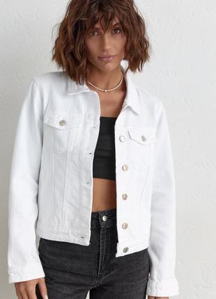 Джинсовая куртка женская на пуговицах с карманами1 фото