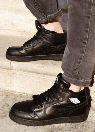 ✳️nike air jordan black winter✳️чоловічі стильні зимові кросівки найк джордан з хутром.