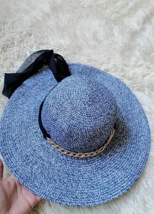 Пляжная шляпа с широкими полями и украшением цепочкой плетенки7 фото