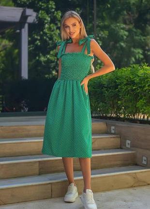 Женское легкое платье софт 48-52 зеленый,джинс3 фото