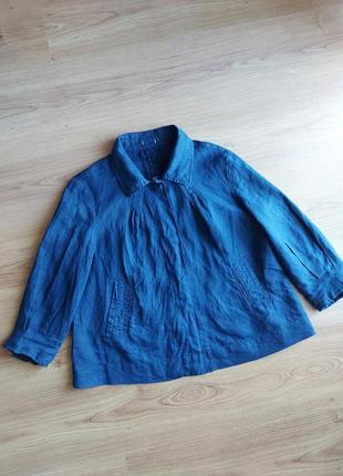 Льняной жакет пиджак блуза 100% лен без подкладки карманы, р. 383 фото