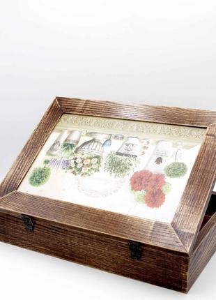 Скринька дерев'яна прованс для зберігання чаю, гарна подарункова шкатулка-скринька.2 фото