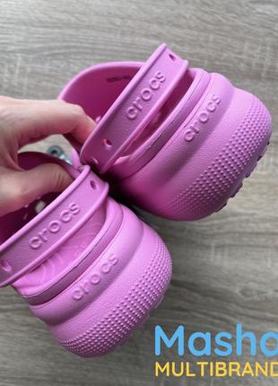 Crocs crush clog kids, розовые кроксы краш на платформе2 фото