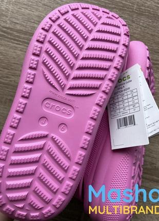 Crocs crush clog kids, розовые кроксы краш на платформе5 фото