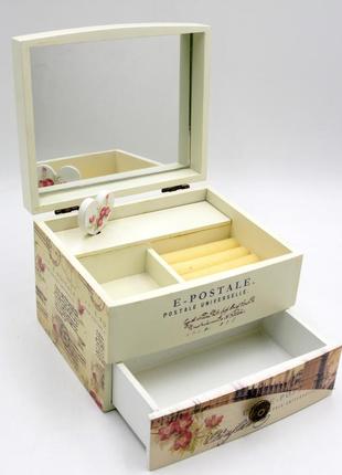 Скринька дерев'яна для зберігання прикрас, красива подарункова шкатулка-скринька.