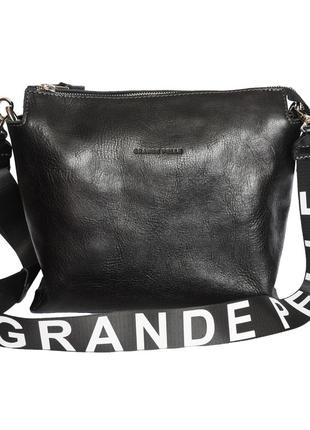 Сумка женская кожаная grande pelle, кожа сорентто черный