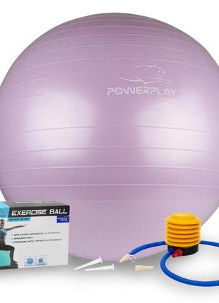 М'яч для фітнесу (фітбол) powerplay 4001 ø65 cm gymball  ліловий + помпа