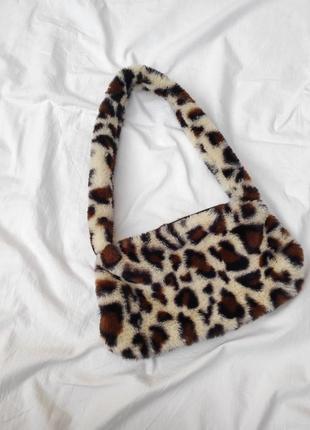 Мягкая  маленькая плюшевая сумочка сумка леопардовый принт леопардовый анималистический принт2 фото