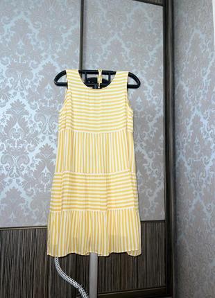 Вискозное легкое летнее платье в полоску1 фото