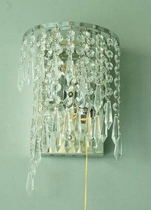 Светильник настенный, классическое бра sunlight хрусталь серебро с подсветкой e1452/2w