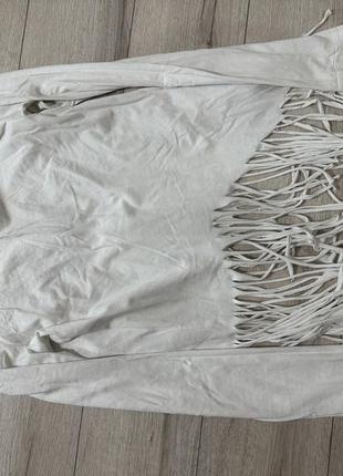 Белая блуза кофта с бахромой4 фото