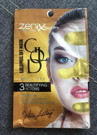Золота оживляюча маска-плівка для обличчя з гекторитом zenix, 15 г