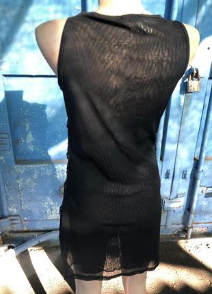 Чёрное платье с паетками, спина- двойная сетка5 фото