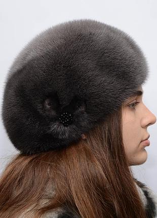 Женский норковый классический берет кофе