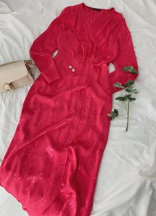 Меди платье zara из жаккардовой ткани фуксия