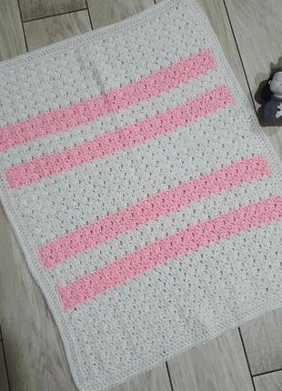 Белое одеяльце для младенца с двумя неоновыми полосками4 фото