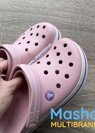 Кроксы женские розовые крокбэнд, crocs crocband8 фото