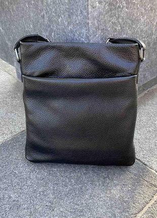 Кожаная мужская сумка планшетка черная полевая барсетка из натуральной кожи2 фото