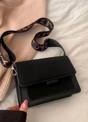 Женская сумка "милана" черная. сумочка через плечо черного цвета