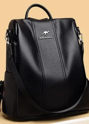 Женский кожаный городской черный красный коричневый бирюзовый рюкзак кенгуру женская сумка4 фото