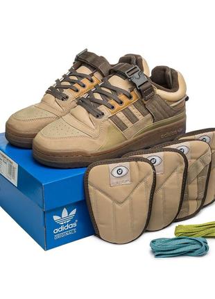 Кожаные, стильные кроссовки adidas prices bad bunny x forum low brown
