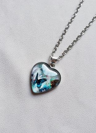 Нежное колье сердце цепочка с кулоном