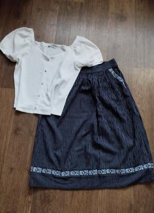 Вискозная юбка жатка в полоску m&s+ топ
