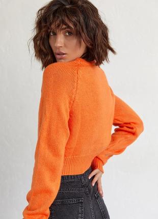 Женский вязаный джемпер с рукавами-регланами - оранжевый цвет, l (есть размеры)2 фото