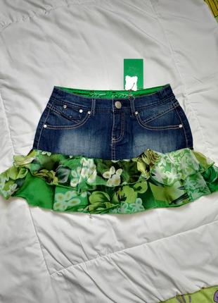 Итальянская джинсовая мини юбка на девочку fun fun
