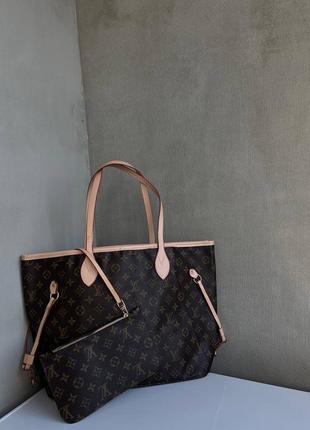 Сумка женская в стиле louis vuitton neverfull brown pink