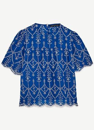 Блуза из хлопка с вышивкой zara