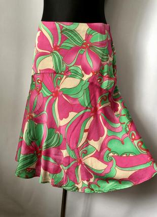 Escada sport шелковая юбка в стиле pucci розовая салатовая яркий принт шелк3 фото