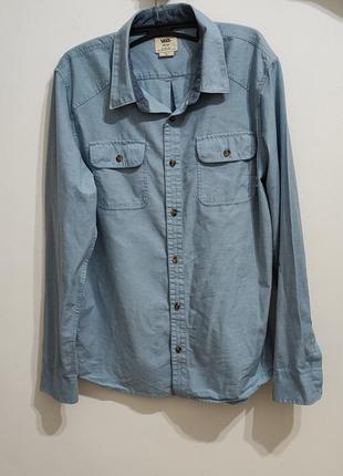 Vans стильная голубая мужская рубашка размер м есть много брендовых вещей