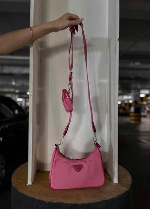 Женская сумка prada re-edition mini pink8 фото