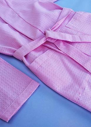 Вафельний халат luxyart кімоно розмір (50-52) l 100% бавовна рожевий (ls-861)2 фото