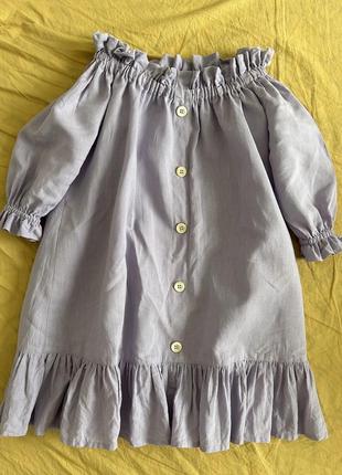 Платье сиреневое льняное 6-7 лет3 фото