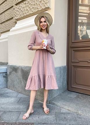 Плаття бавовна муслін міді талія на гумці а силуету v-подібний виріз бохо блакитний світлий беж лайм беж джинс чорний бузок червоний молочний