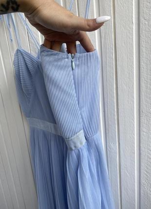 Нежно-голубое плиссированное платье бюстье (сарафан)7 фото
