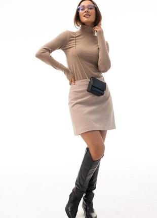 Женская вязаная короткая мини юбка в гусиную лапку5 фото
